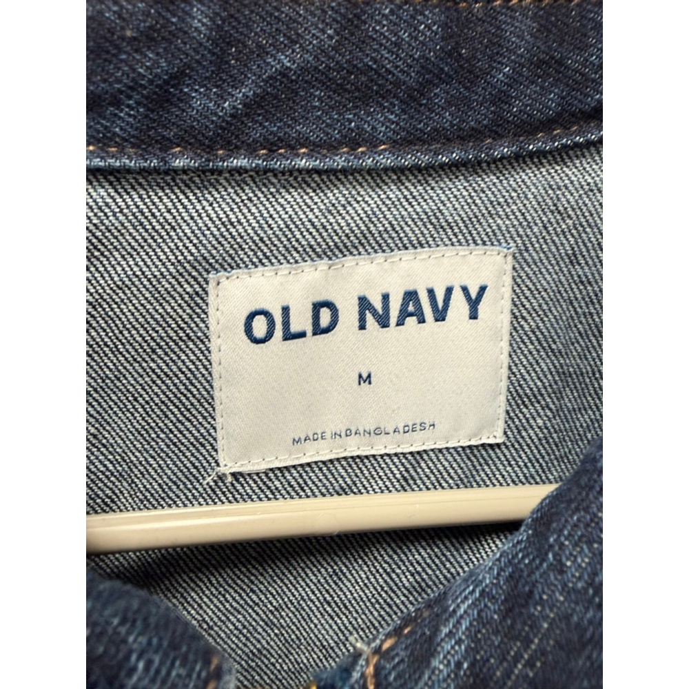 Women's Old Navy Blue Jean Jacket M with Gold Buttons - Picture 2 of 3